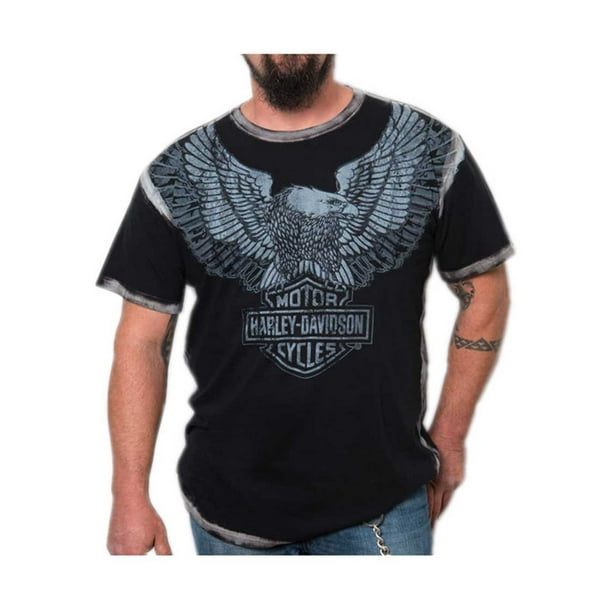 Black Harley-Davidson Women's Distressed Eagle V-Neck Short Sleeve Cotton Tee Black Harley-Davidson Women's Distressed Eagle V-Neck Short Sleeve Cotton Tee